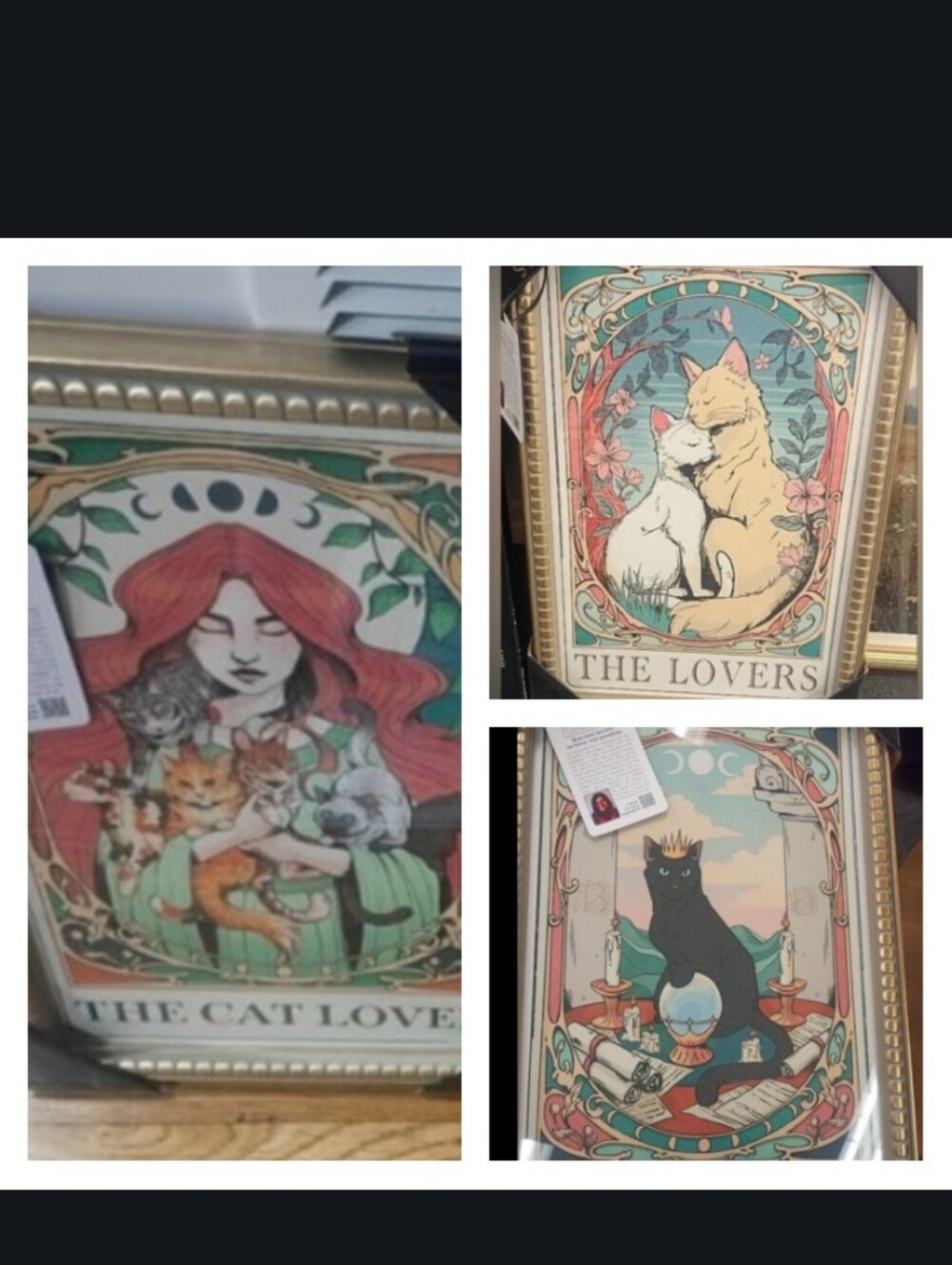 New Sapna Shah Tarot Cat Set Wall Art Print 18”x12” Tarot Card Cats Rare